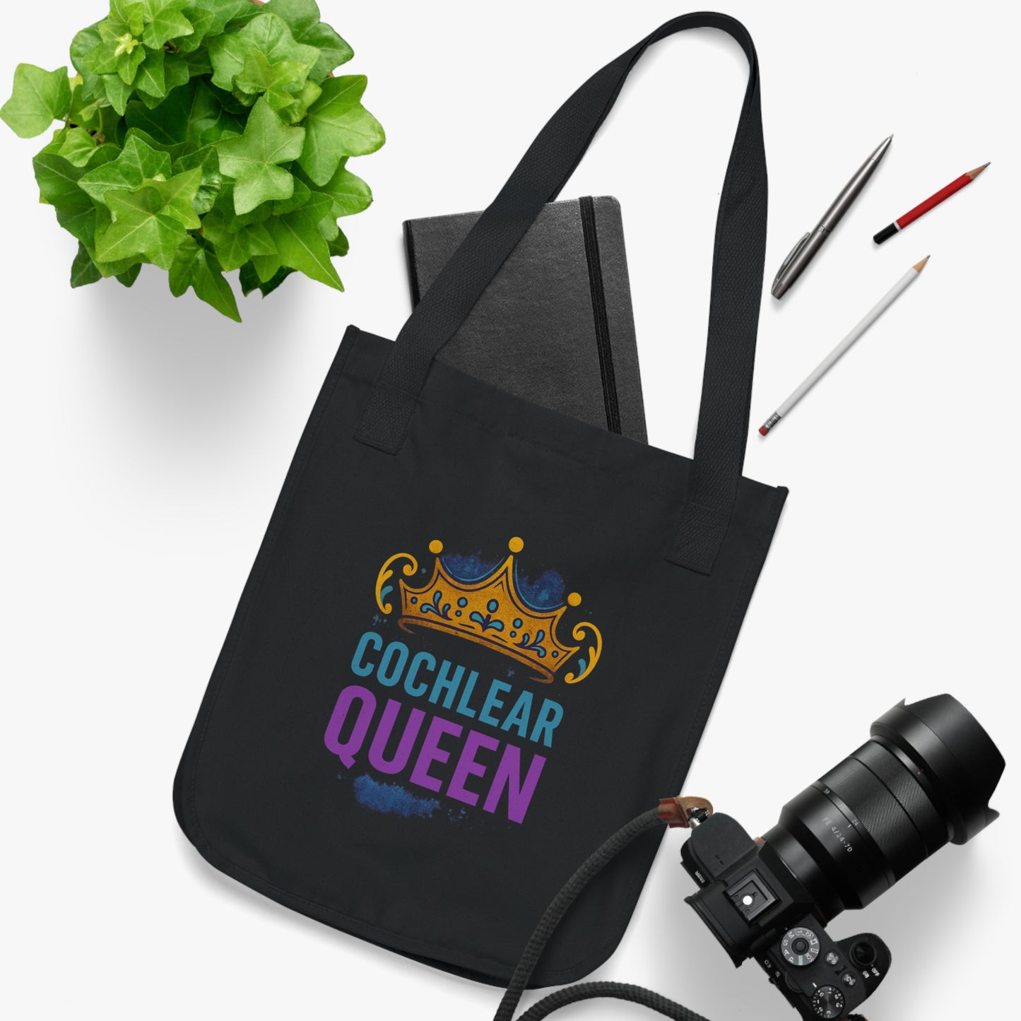Cochlear Queen Canvas Tote Bag - Eco-Friendly, Reusable Shopping Bag, Gift for Hearing Loss Awareness, Stylish Daily Use, Perfect for Moms