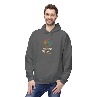 Heartfelt Music Hoodie - Unisex Soft Fleece Sweatshirt, Music Lover Gift, Valentines Day, Cozy Wear, Heartbeat Design, Comfort Apparel