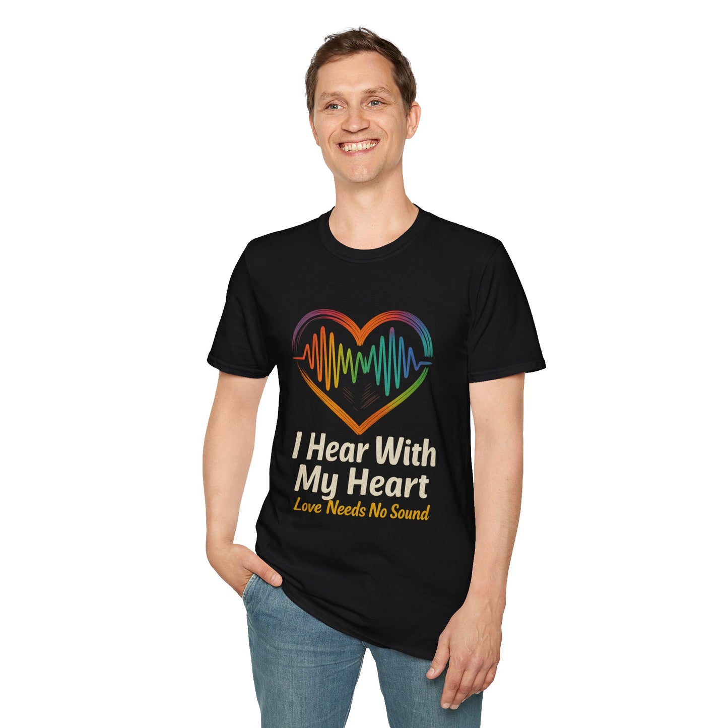 Colorful Heartbeat Unisex Softstyle T-Shirt - Perfect for Music Lovers, Gifts, Birthday, Valentine's Day, Casual Wear