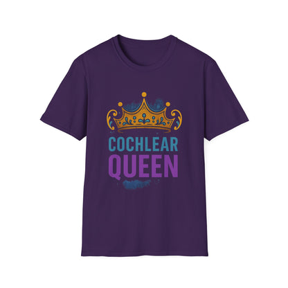 Cochlear Queen T-Shirt | Unisex Softstyle Tee, Hearing Loss Awareness, Birthday Gift, Crown Design, Supportive Apparel