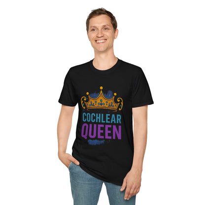Cochlear Queen T-Shirt | Unisex Softstyle Tee, Hearing Loss Awareness, Birthday Gift, Crown Design, Supportive Apparel