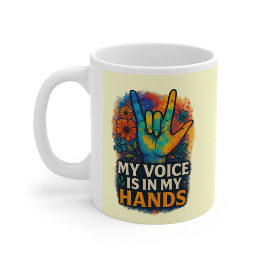 Colorful Inspirational Mug for Empowerment, Sign Language, Gift for Friends, Motivational Coffee Cup, Home or Office Decor