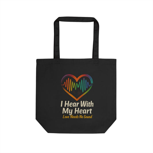 Colorful Heartbeat Eco Tote Bag | I Hear With My Heart | Sustainable Shopping Bag for Music Lovers, Gifts, Groceries, Beach Use, [...]
