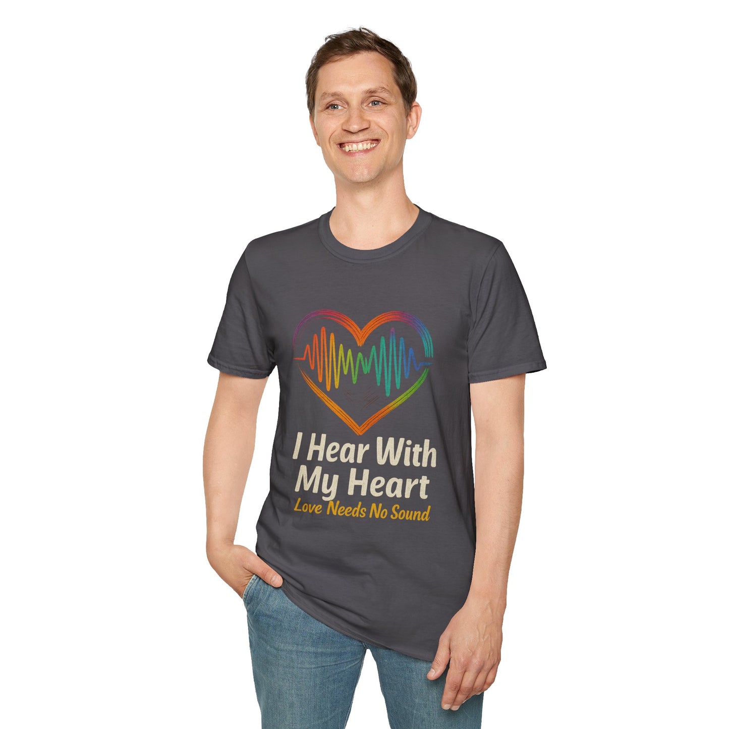 Colorful Heartbeat Unisex Softstyle T-Shirt - Perfect for Music Lovers, Gifts, Birthday, Valentine's Day, Casual Wear