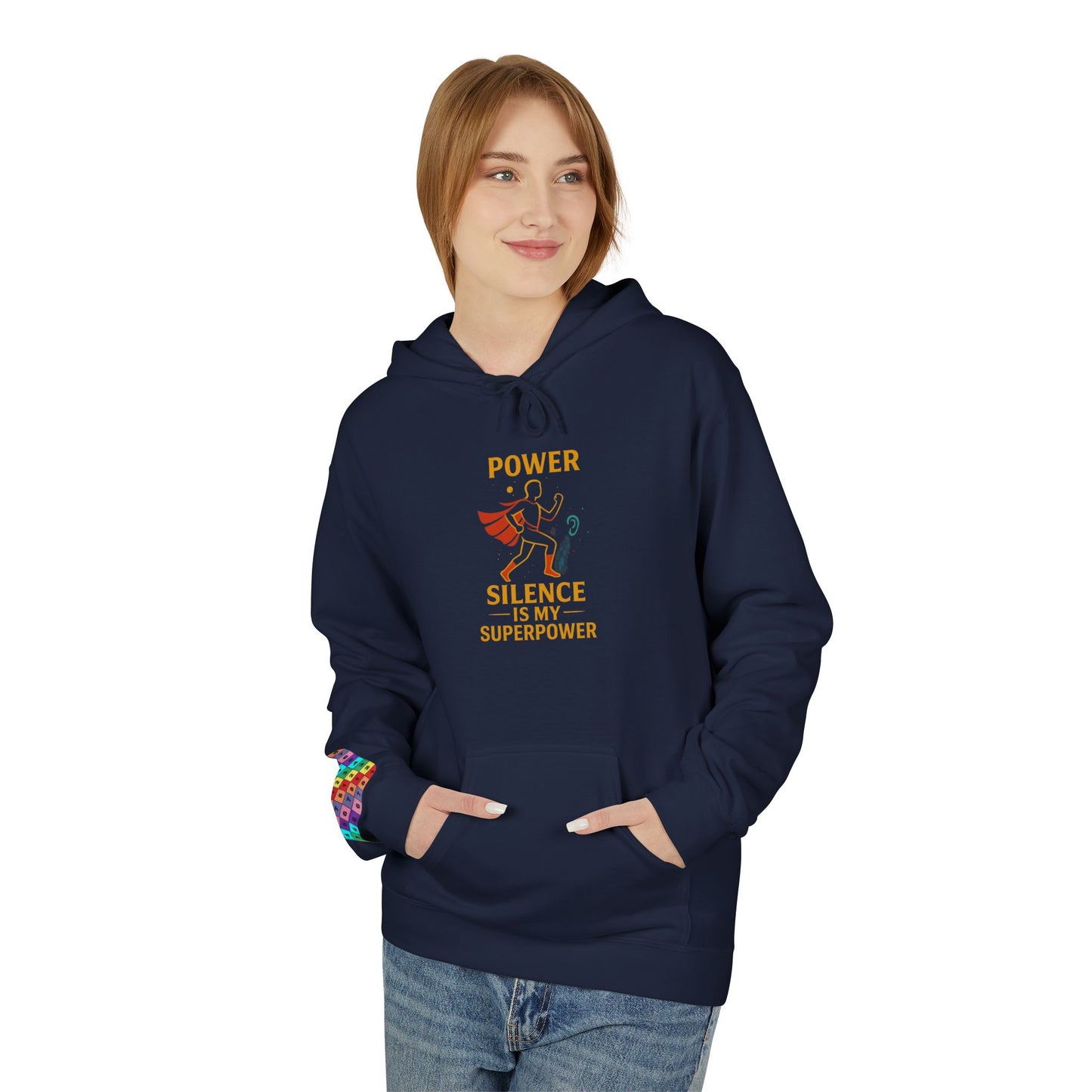 Power of Silence Superpower Hoodie, Unisex Fleece Hoodie, Casual Wear, Gift for Introverts, Inspirational Hoodie, Cozy Everyday Wear