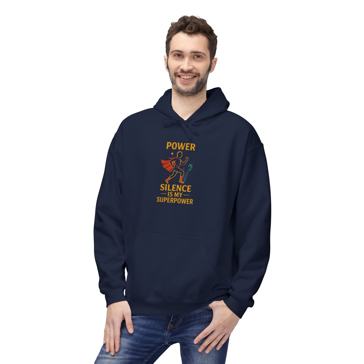 Power of Silence Superpower Hoodie, Unisex Fleece Hoodie, Casual Wear, Gift for Introverts, Inspirational Hoodie, Cozy Everyday Wear