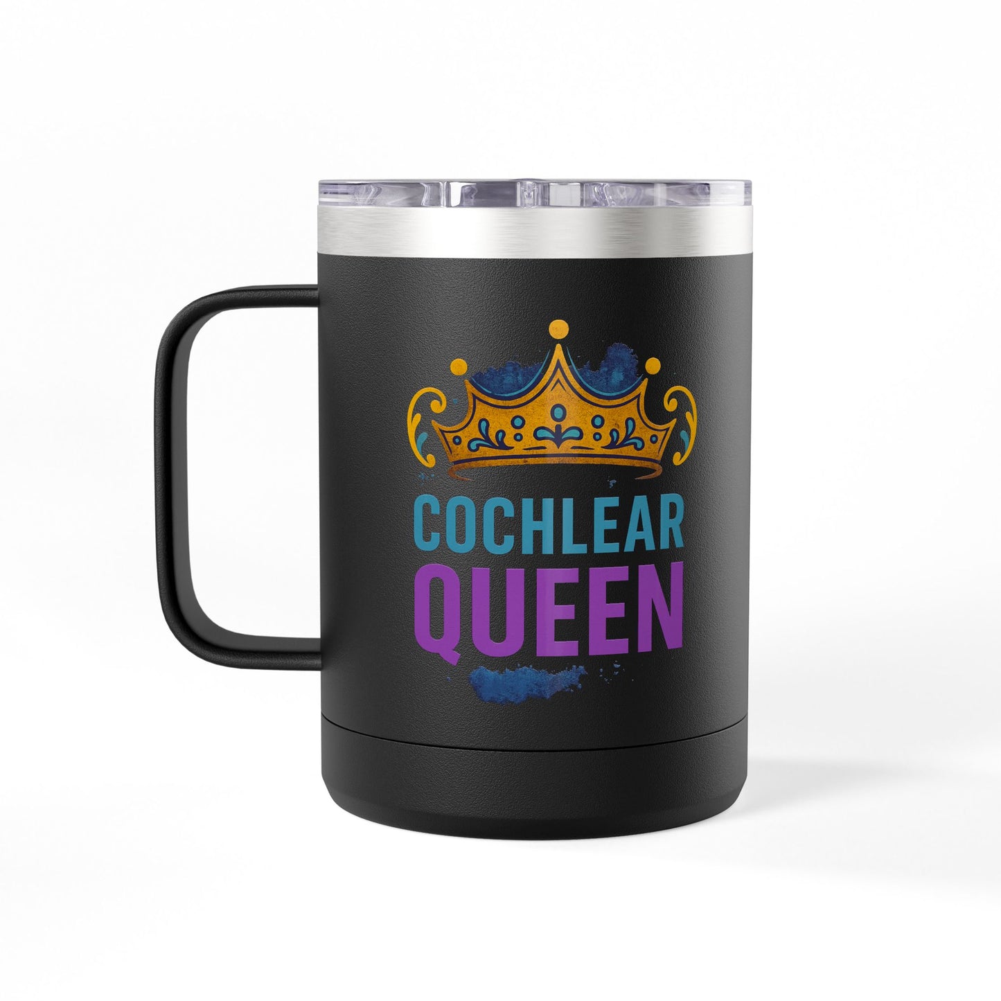 Cochlear Queen Coffee Mug Tumbler, 15oz - Perfect for Birthdays, Celebrations, Gift for Her, Inspiring, Fun, Party Favor