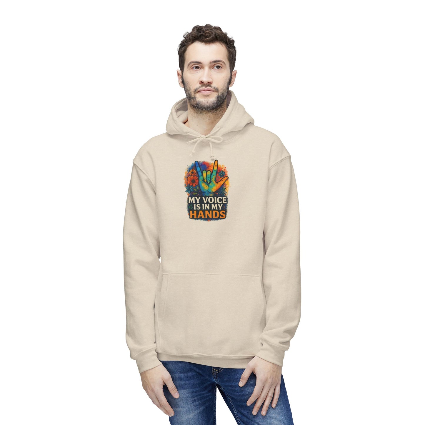Empowering Unisex Hooded Sweatshirt - My Voice is in My Hands, Gift for Activists, Cozy Apparel, Comfortable Lounge Wear, Affirmation [...]