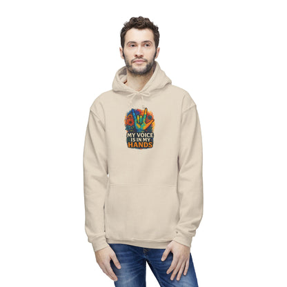 Empowering Unisex Hooded Sweatshirt - My Voice is in My Hands, Gift for Activists, Cozy Apparel, Comfortable Lounge Wear, Affirmation [...]