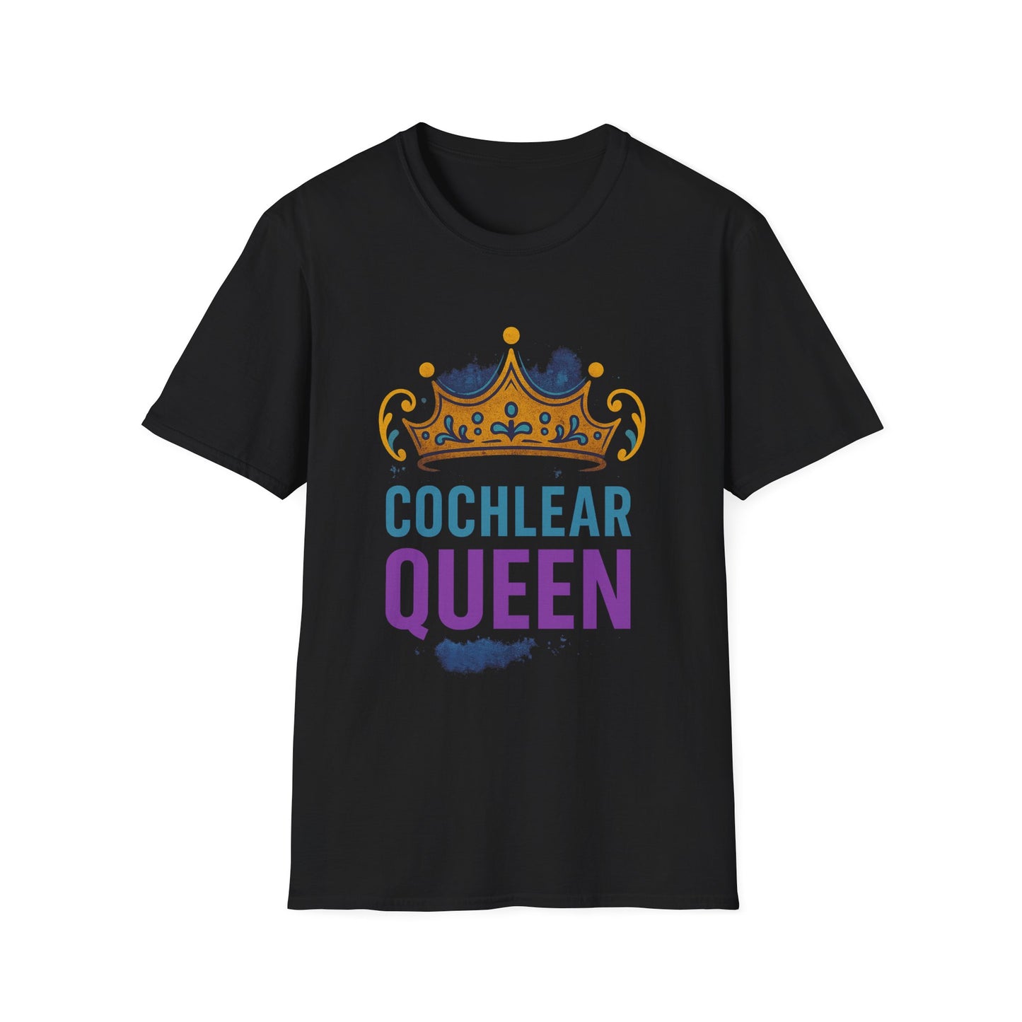 Cochlear Queen T-Shirt | Unisex Softstyle Tee, Hearing Loss Awareness, Birthday Gift, Crown Design, Supportive Apparel