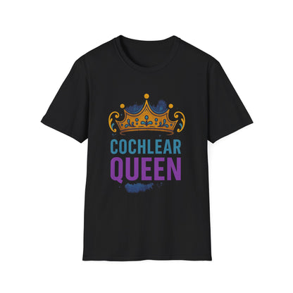 Cochlear Queen T-Shirt | Unisex Softstyle Tee, Hearing Loss Awareness, Birthday Gift, Crown Design, Supportive Apparel