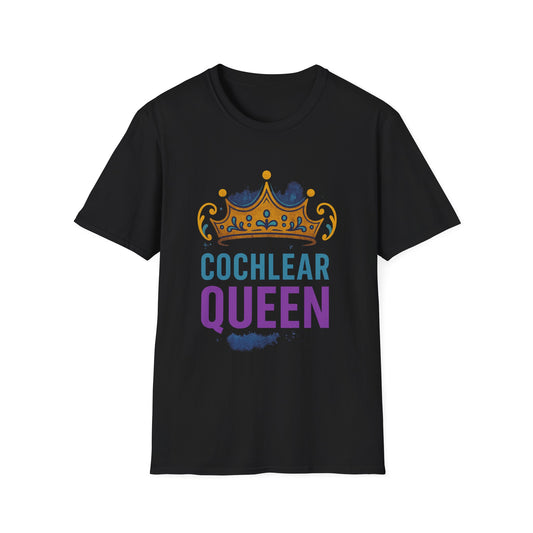 Cochlear Queen T-Shirt | Unisex Softstyle Tee, Hearing Loss Awareness, Birthday Gift, Crown Design, Supportive Apparel