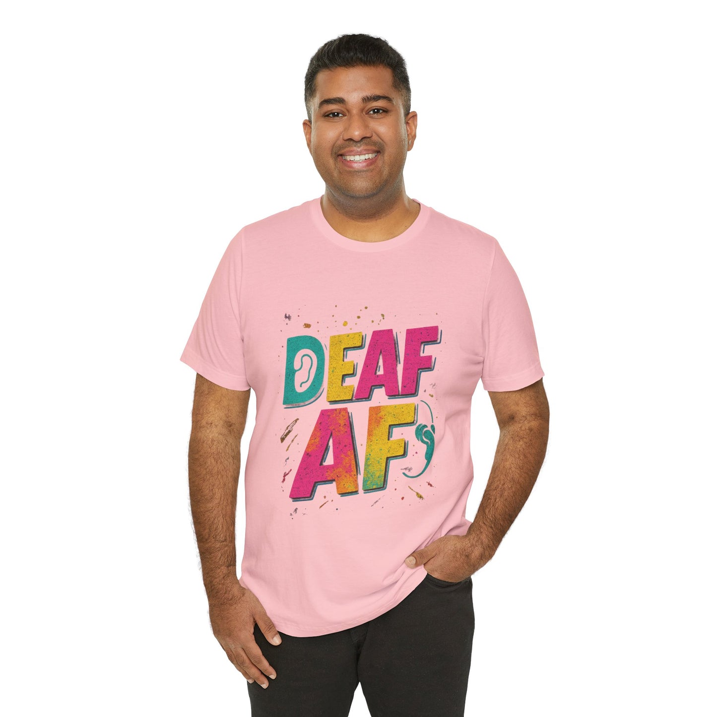 Colorful Deaf AF T-Shirt | Unisex Graphic Tee for Awareness | Perfect Gift for Deaf Community | Fun Casual Wear | Summer Tee