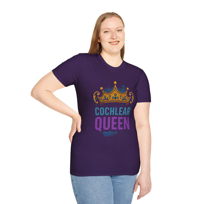 Cochlear Queen T-Shirt | Unisex Softstyle Tee, Hearing Loss Awareness, Birthday Gift, Crown Design, Supportive Apparel