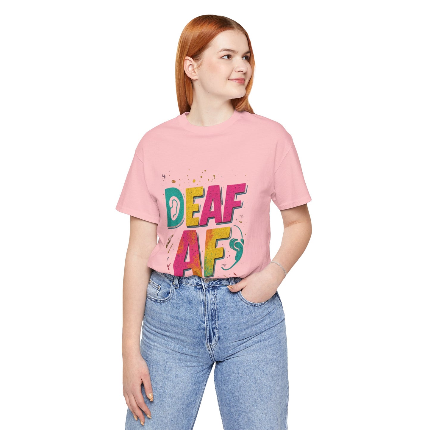 Colorful Deaf AF T-Shirt | Unisex Graphic Tee for Awareness | Perfect Gift for Deaf Community | Fun Casual Wear | Summer Tee