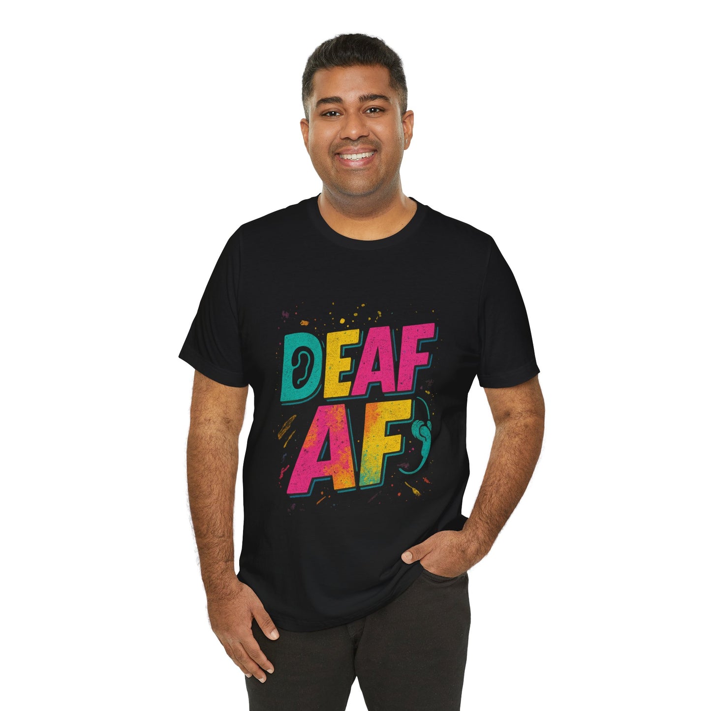 Colorful Deaf AF T-Shirt | Unisex Graphic Tee for Awareness | Perfect Gift for Deaf Community | Fun Casual Wear | Summer Tee