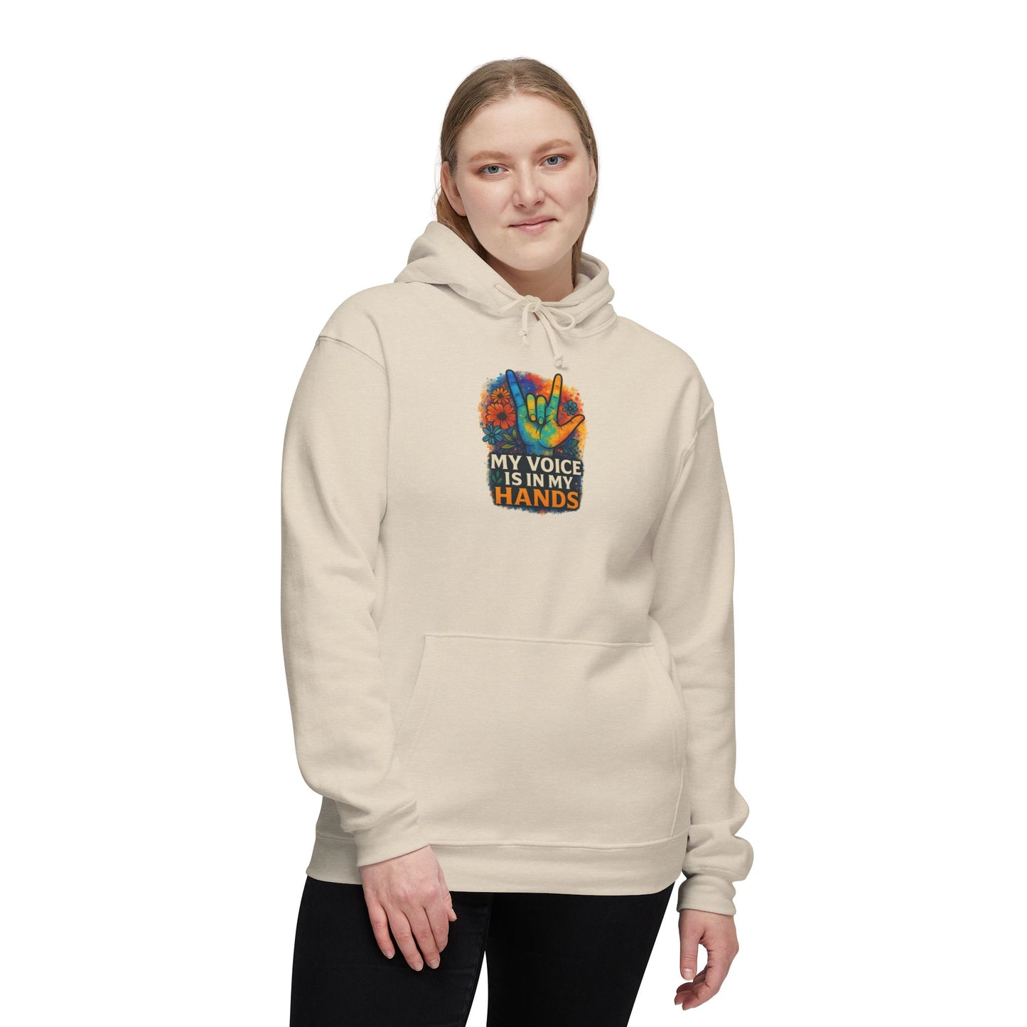 Empowering Unisex Hooded Sweatshirt - My Voice is in My Hands, Gift for Activists, Cozy Apparel, Comfortable Lounge Wear, Affirmation [...]