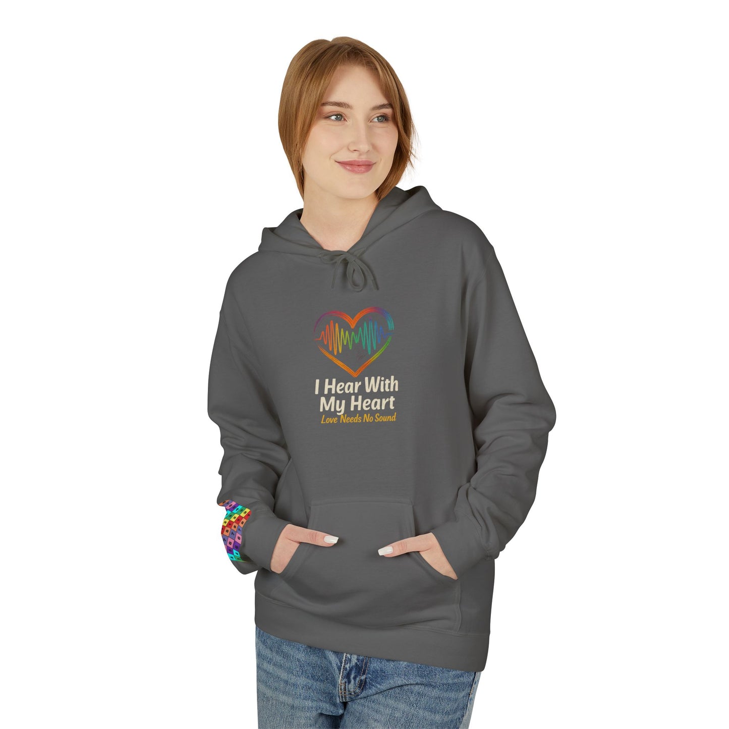 Heartfelt Music Hoodie - Unisex Soft Fleece Sweatshirt, Music Lover Gift, Valentines Day, Cozy Wear, Heartbeat Design, Comfort Apparel