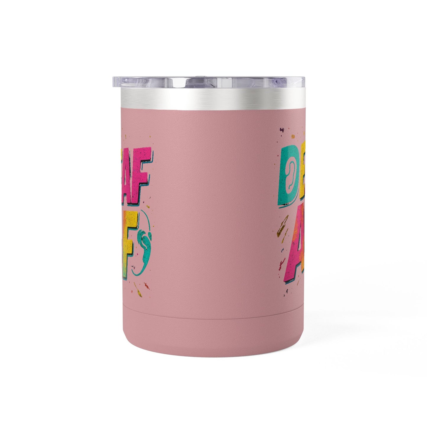 Deaf AF Coffee Mug Tumbler, Fun Gift for the Deaf Community, Colorful Insulated Mug, Birthday Present, Celebration Coffee Cup
