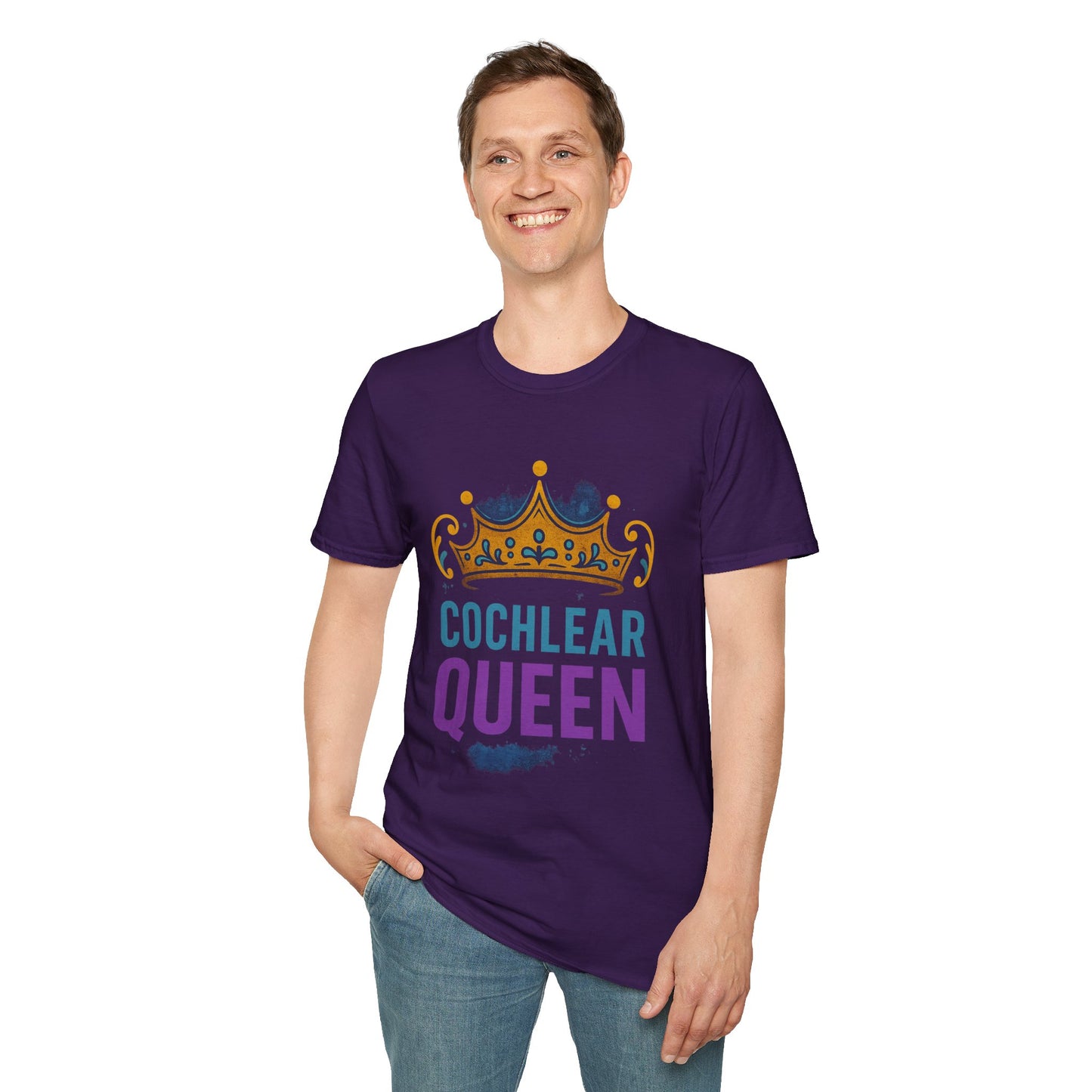 Cochlear Queen T-Shirt | Unisex Softstyle Tee, Hearing Loss Awareness, Birthday Gift, Crown Design, Supportive Apparel
